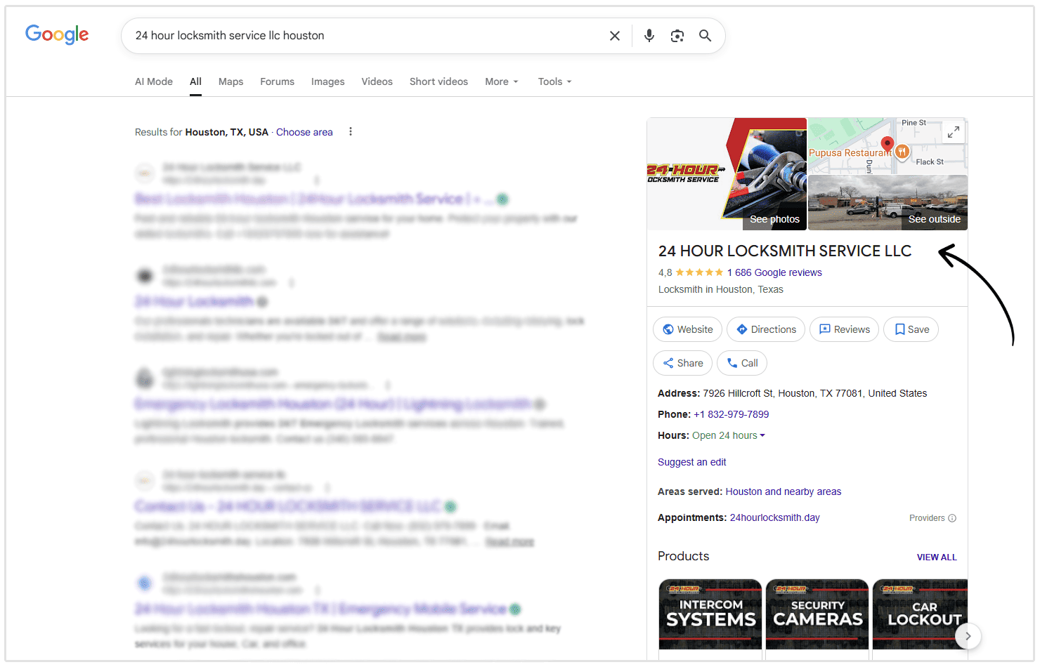 Example of GBP listing